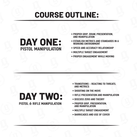 2026 KT Pistol Rife Course Itinerary