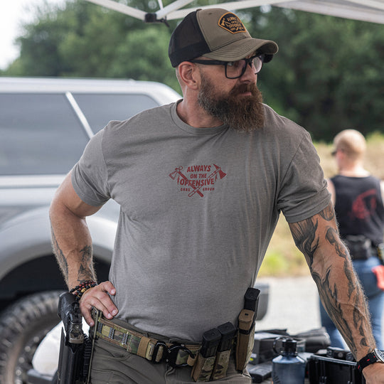 GBRS Group Axes Short Sleeve Shirt - Lifestyle shot showing FRONT of shirt on a male at the range