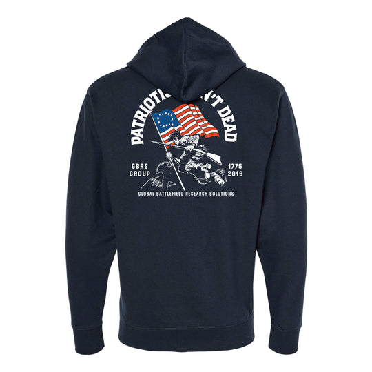 GBRS Group Patriotism Isn't Dead Zip Up Hoodie - Screen printed Patriotism Isn't Dead center backprint design - on a white background.