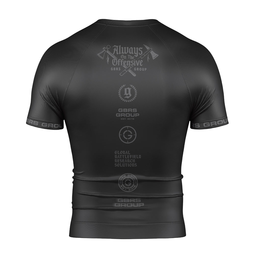 Back of GBRS Group Axes Short Sleeve Rash Guard on white background