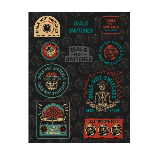 GBRS Group Dials Not Switches Sticker Sheet. 10 individual stickers on full 8.5"x11" printed sheet