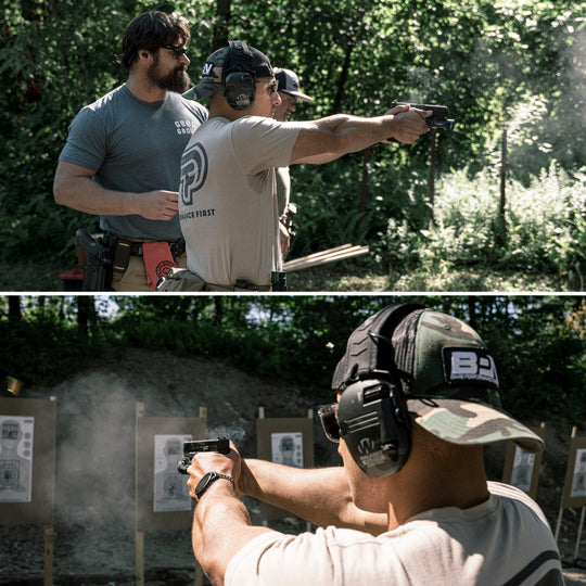 Pistol Training - lifestyle images showing students practicing while being coached