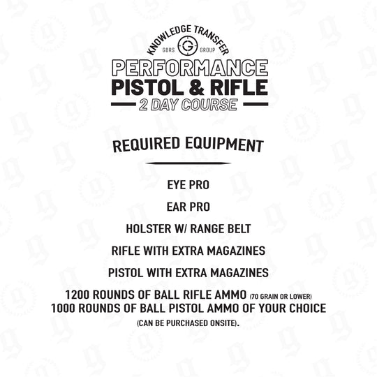 KT Pistol Rife Course Required Equipment