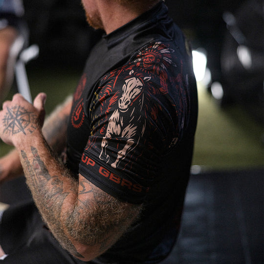 GBRS Group Tribe Short Sleeve Rash Guard - Sleeve detail lifestyle shot