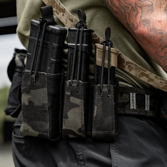 The GBRS Group Magazine Pouches are versatile, collapsible magazine pouches. The squadron laminate and thick poly elastic material allow for a smooth draw, positive retention and easy reinsertion. MOLLE/BELT compatible pouch will fit most standard magazines.