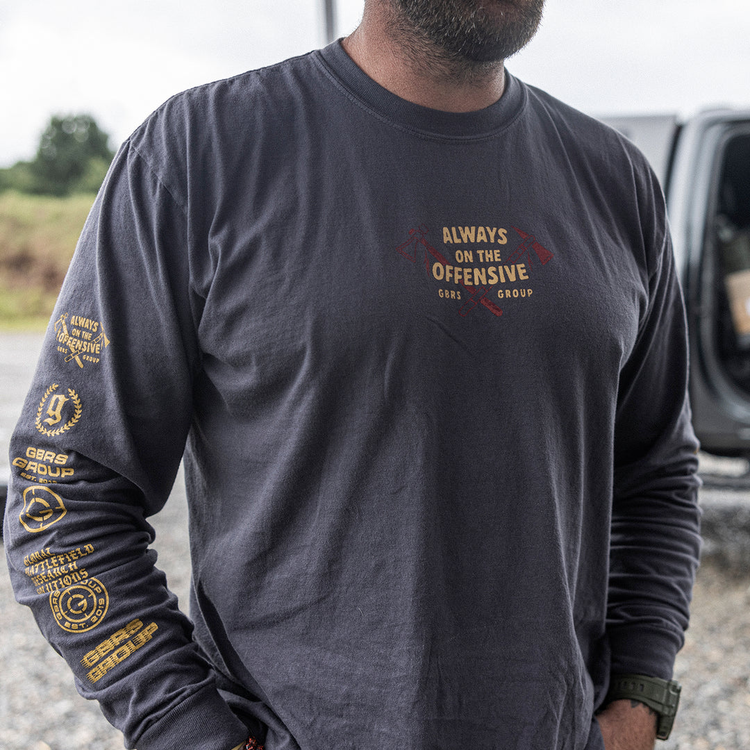 GBRS Group Axes Long Sleeve Shirt - FRONT of shirt - lifestyle shot on a male outdoors