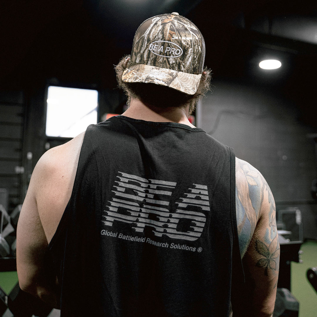 GBRS Group Be A Pro Tank- Lifestyle showing back of tank in gym setting