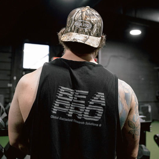 GBRS Group Be A Pro Tank- Lifestyle showing back of tank in gym setting