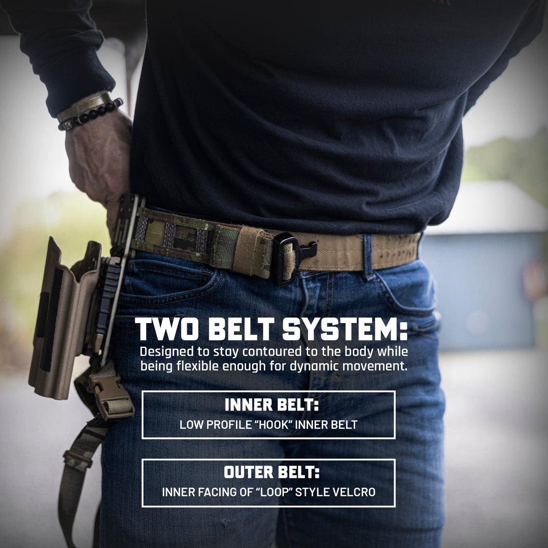 GBRS Group Assaulter Belt is a 2 belt system designed to stay contoured to the body while being flexible enough for dynamic movement. 
