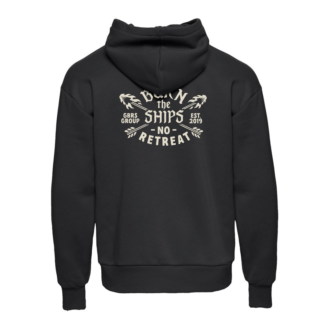 GBRS Group No Retreat Oversized Pullover Hoodie- Pictured on a white background showing back of hoodie