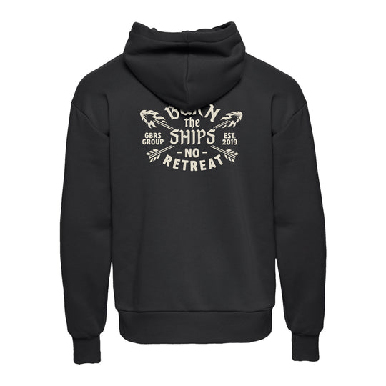 GBRS Group No Retreat Oversized Pullover Hoodie- Pictured on a white background showing back of hoodie