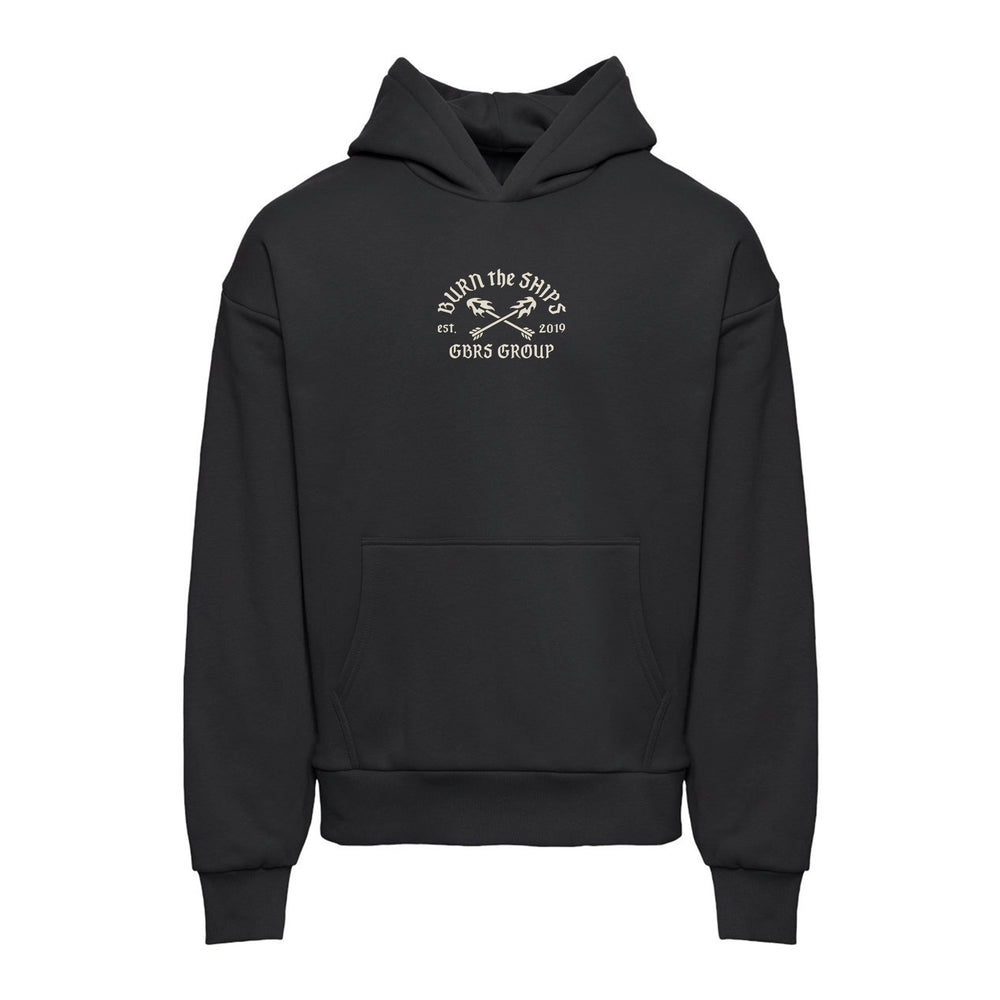 GBRS Group No Retreat Oversized Pullover Hoodie- Pictured on a white background showing front of hoodie