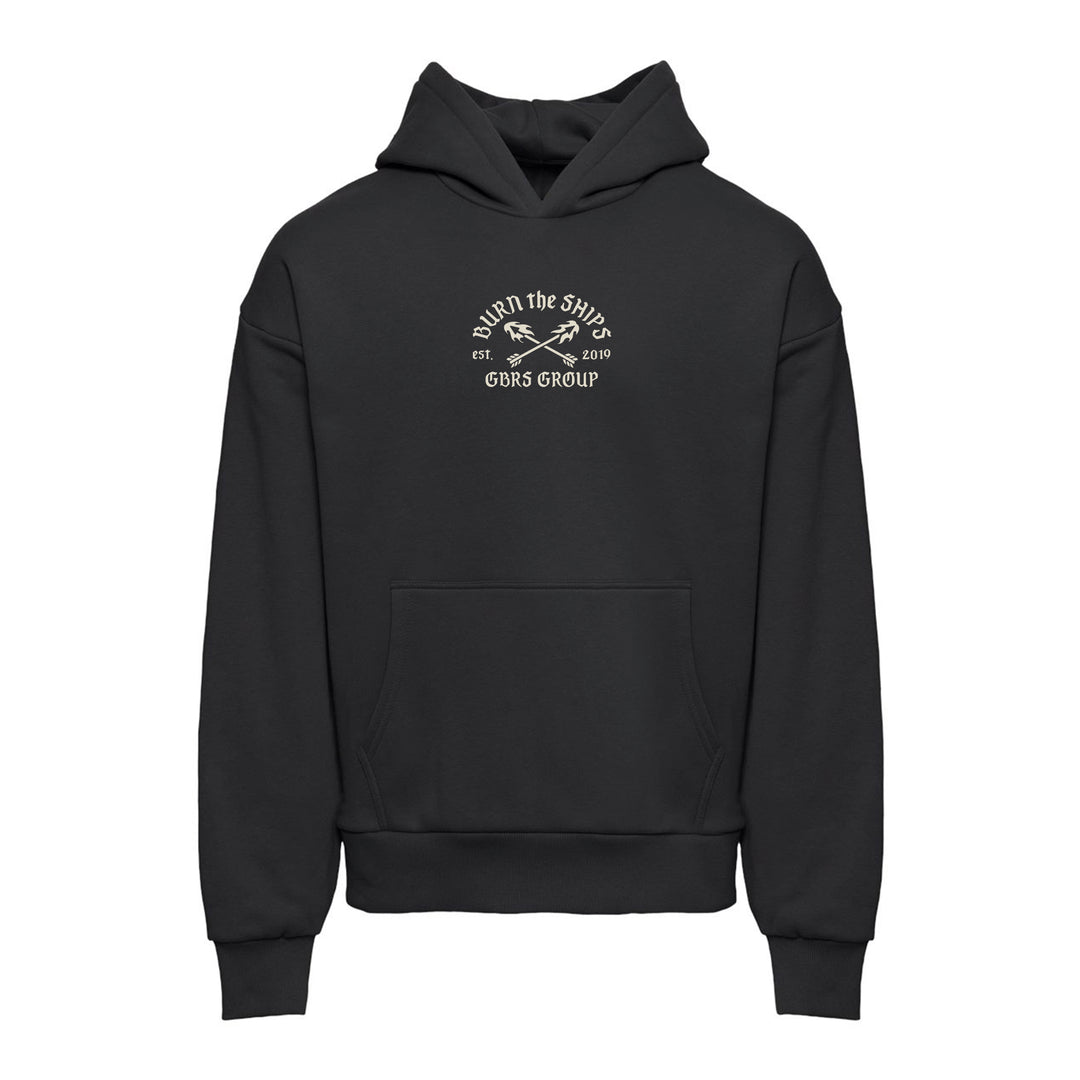 GBRS Group No Retreat Oversized Pullover Hoodie- Pictured on a white background showing front of hoodie