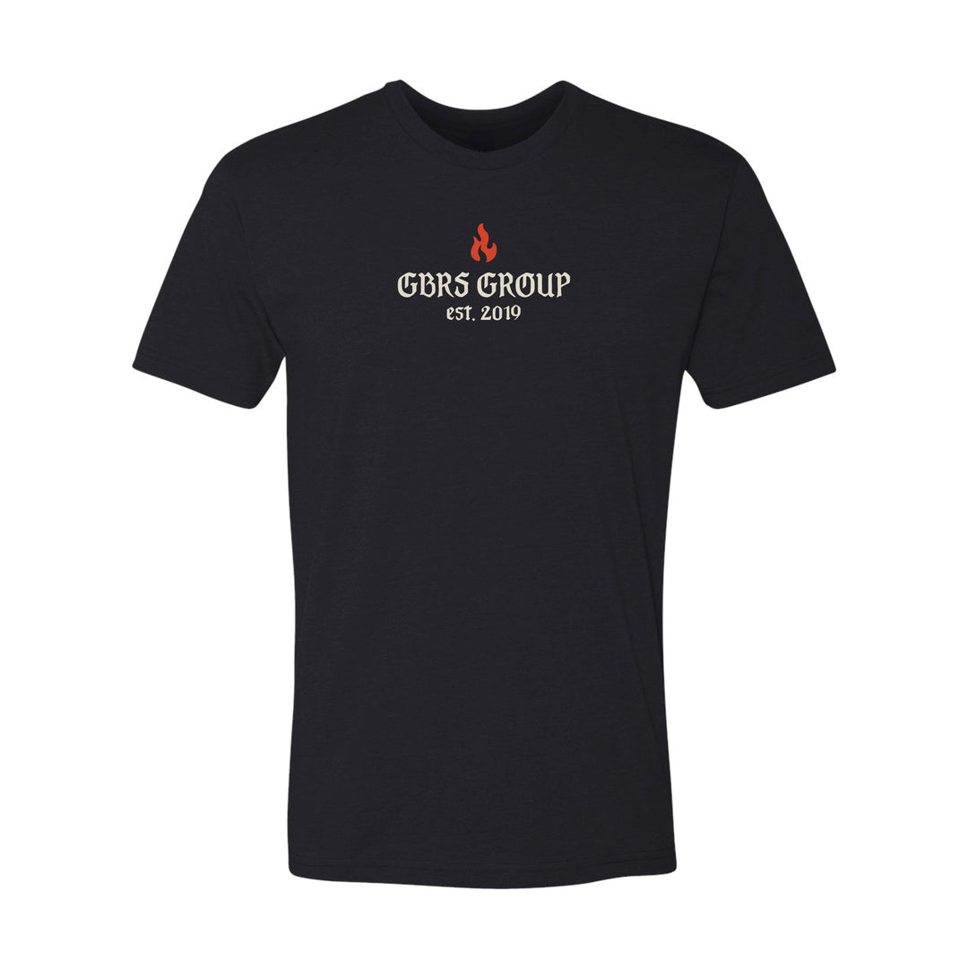GBRS Group Burn the Ships Short Sleeve Shirt pictured in Black on white background showing front of shirt design
