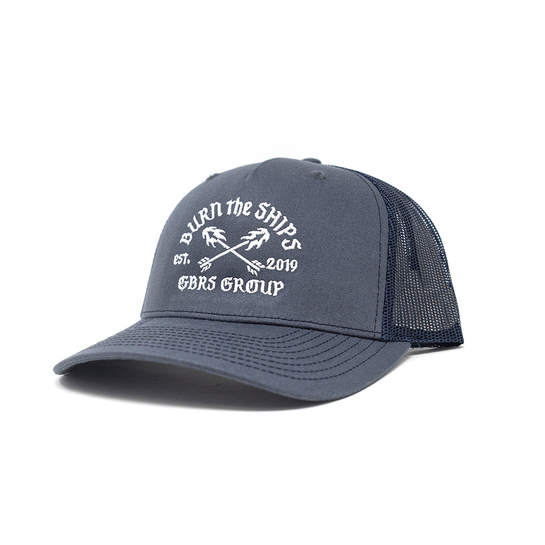 GBRS Group No Retreat Trucker Hat - pictured on white showing side of hat