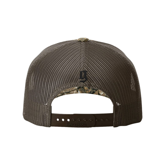 GBRS Group Be A Pro Trucker Hat  - In Realtree Edge Camo - On white background showing back detail