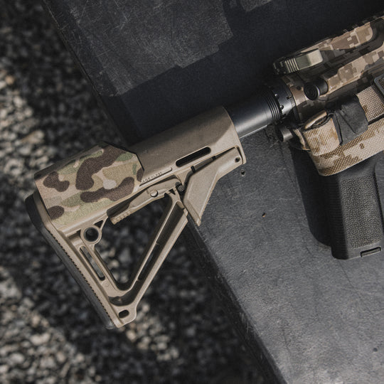 GBRS Group Cordura Cheek Riser Wrap - pictured on a cheek riser, on a rifle stock