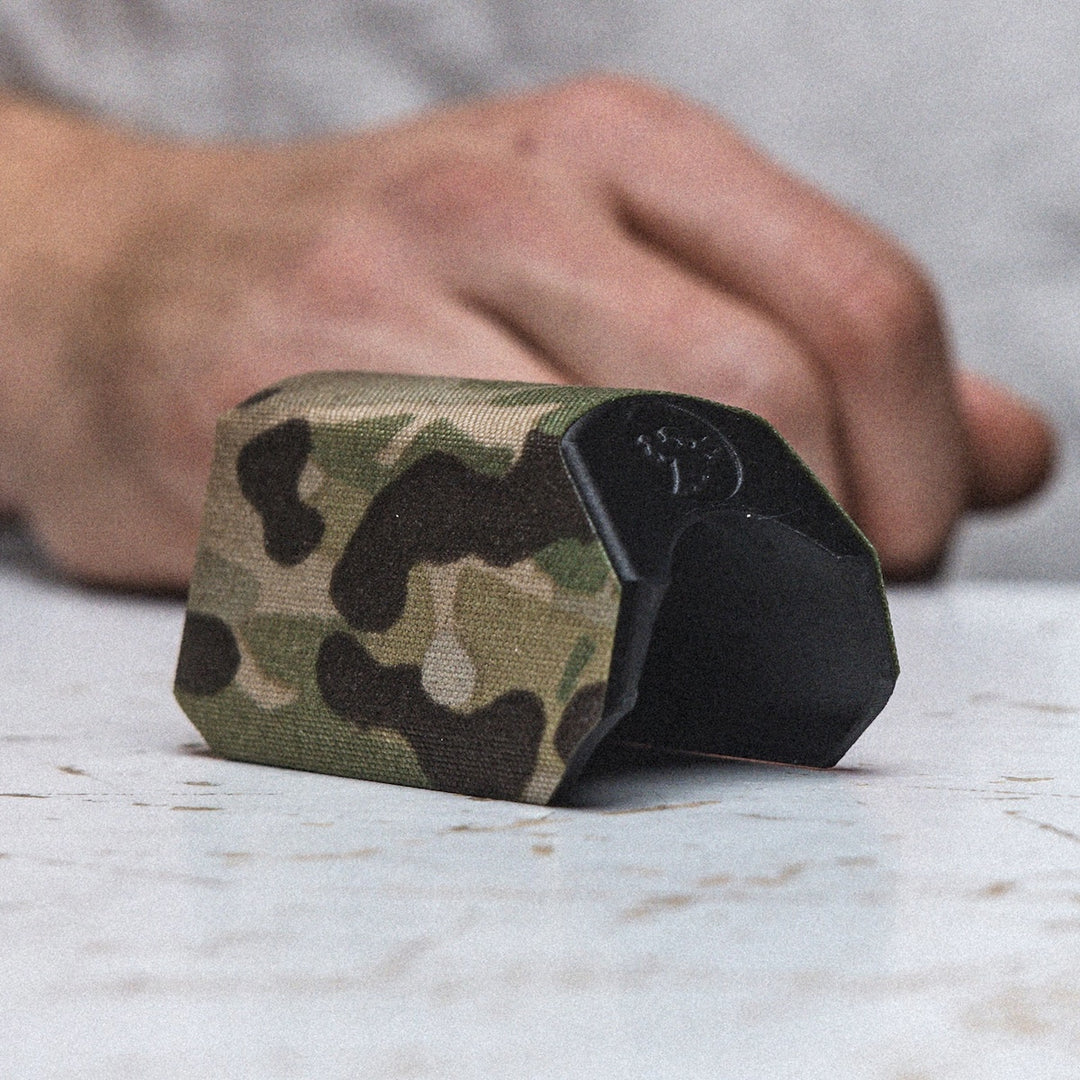 Multicam Cordura Cheek Riser sitting on table