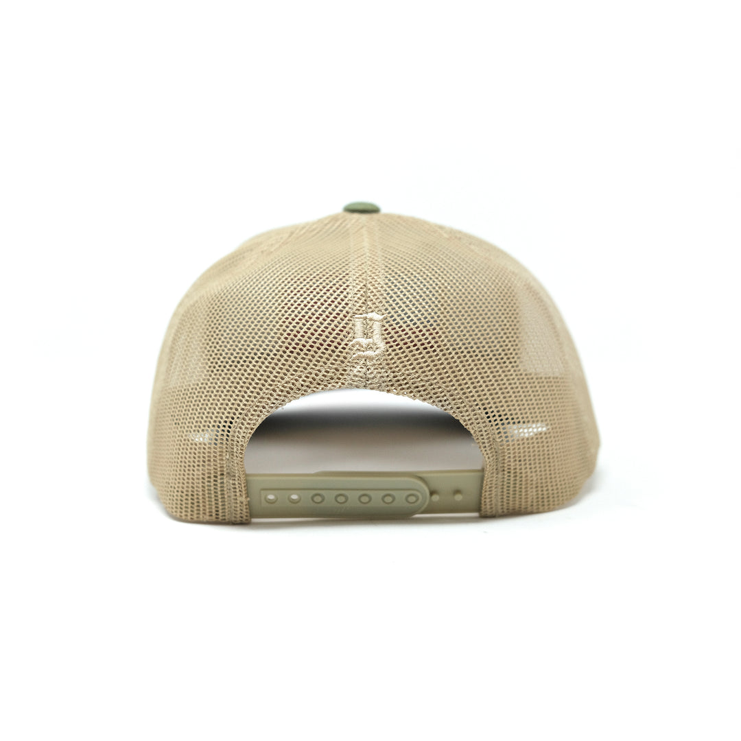 GBRS Group Patriotism Trucker Hat - Picturing back of hat in Multicam with Tan mesh 
