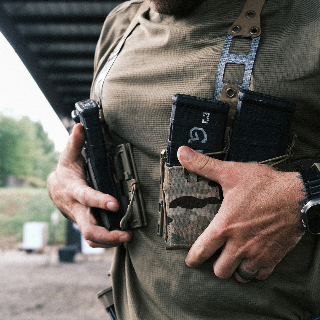 The Modular Chest Rig Split (M.C.R.) consists of a low profile and minimalistic approach. Designed with the latest advancements in tactical engineering, our Modular Chest Rig Split is a masterpiece of adaptability. Meticulously crafted using bridges, split "I" Joints, split "W" Joints, standard "I" Joints and standard "W" Joints, this rig empowers you to create your own setup with ease. Whether you're an operator, an enthusiast, or a professional, this rig adapts to your unique needs, allowing you to fine-t