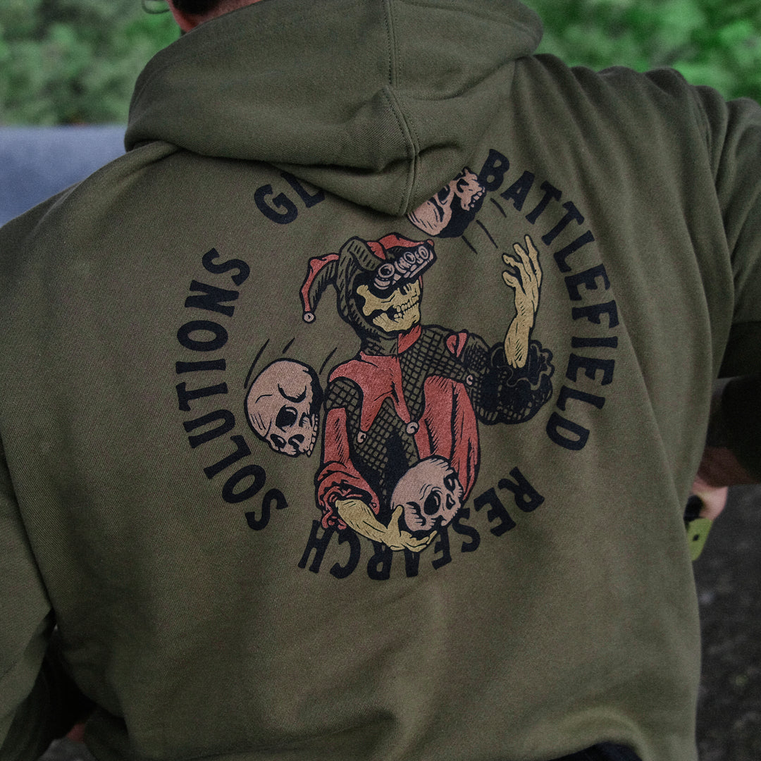 GBRS Group Joker's Wild Pullover Hoodie Back Design. Mid-weight 8.5 oz. Crafted with a relaxed fit for comfort