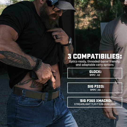GBRS Group x Priority 1 IWB Holster  - has 3 compatibilities. Optics-ready, threaded-barrel friendly, and adaptable carry options