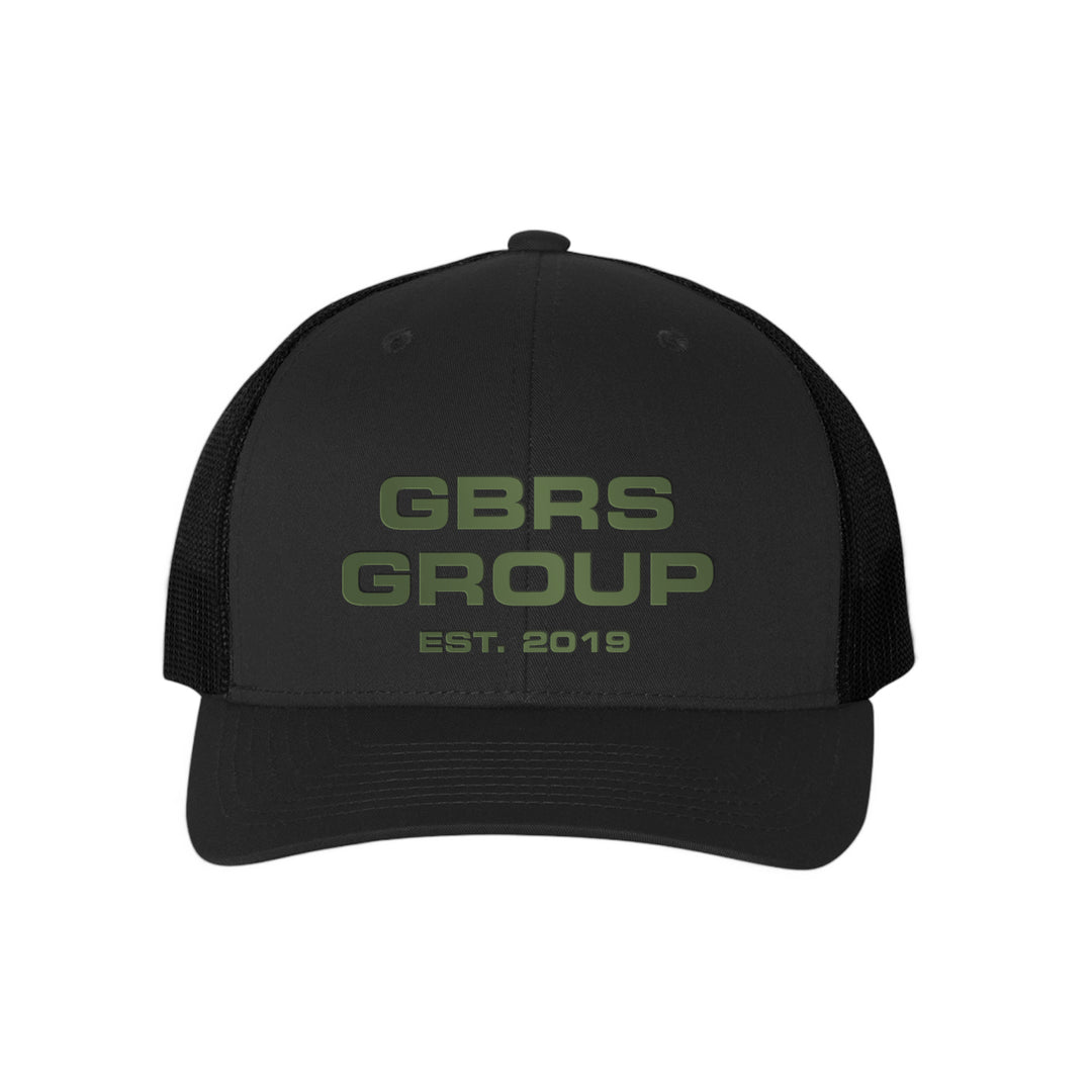 GBRS Group Instructor Trucker Hat - Anniversary Edition with Front centered rubberized thermal graphic GBRS Group graphic and Back centered embroidered GBRS Group "g" graphic and snapback closure.