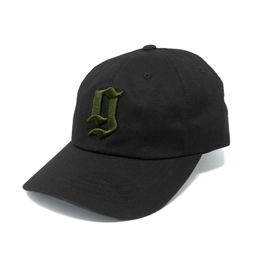 GBRS Group Puff G Dad Hat - Black with OD Green embroidered GBRS "g" logo - Back embroidered est. 2019