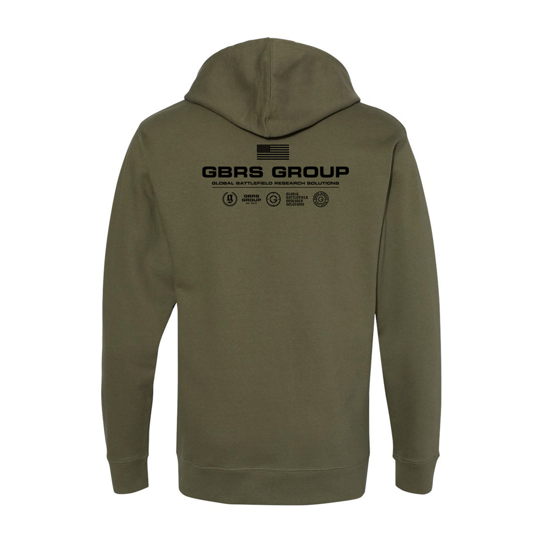 GBRS Group Instructor Pullover Hoodie - Anniversary Edition in Army Green with Black print.