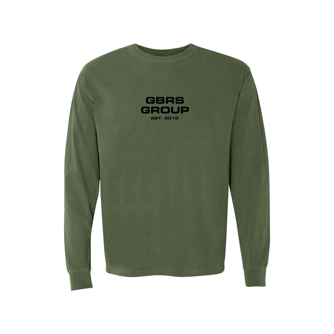 GBRS Group Instructor Long Sleeve Shirt - Anniversary Edition - Green Tee with Black Ink - Front view