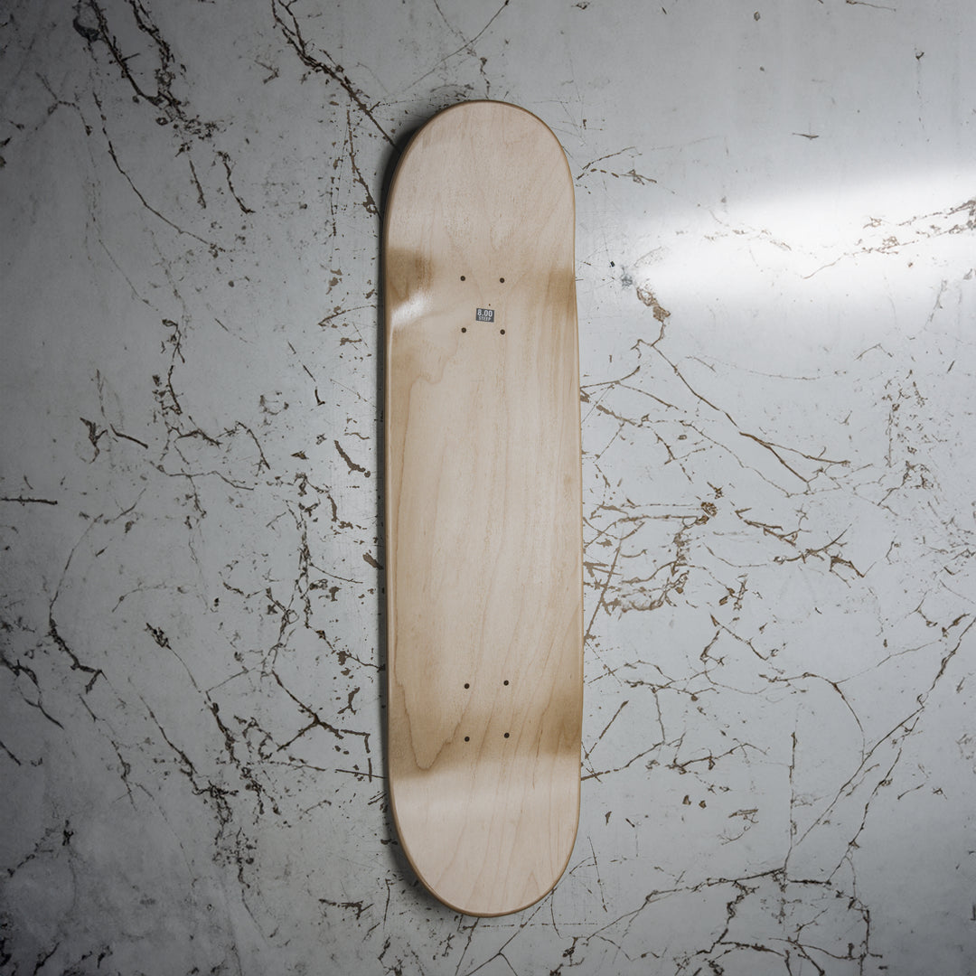 GBRS Group Burn The Ships Skateboard Deck - lifestyle image showing the top of the board
