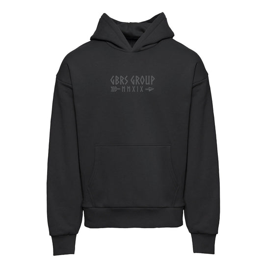 View of front of GBRS Group Hard to Kill Oversized Hoodie on white background