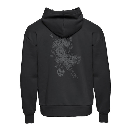 View of back of GBRS Group Hard to Kill Oversized Hoodie on white background