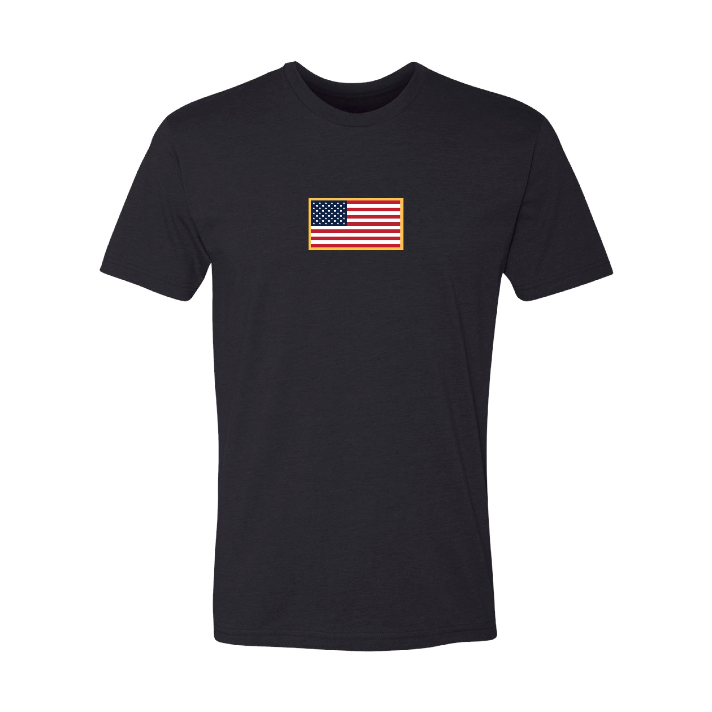 GBRS Group Patriotism Front & Center Short Sleeve Shirt - Screen printed center chest American Flag design. Front of shirt on white background