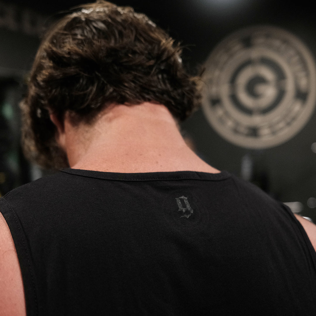 GBRS Group Patriotism Front & Center Tank - Screen printed center back neckline GBRS "g" design - Lifestyle in a gym