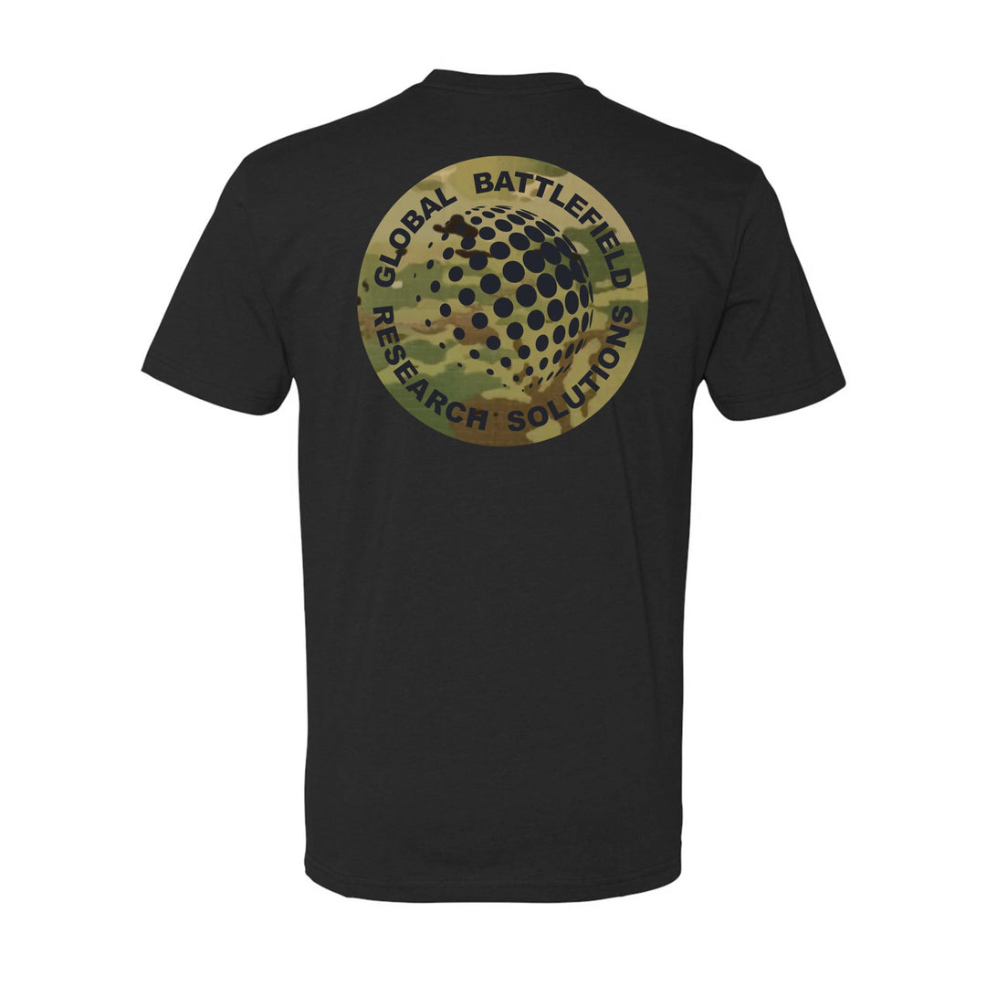 Back view of black GBRS Group Infiltration Short Sleeve Shirt on white background