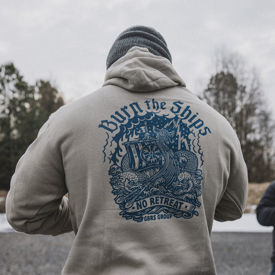 GBRS Group Kraken Pullover Hoodie lifestyle image showing back screen print ed design