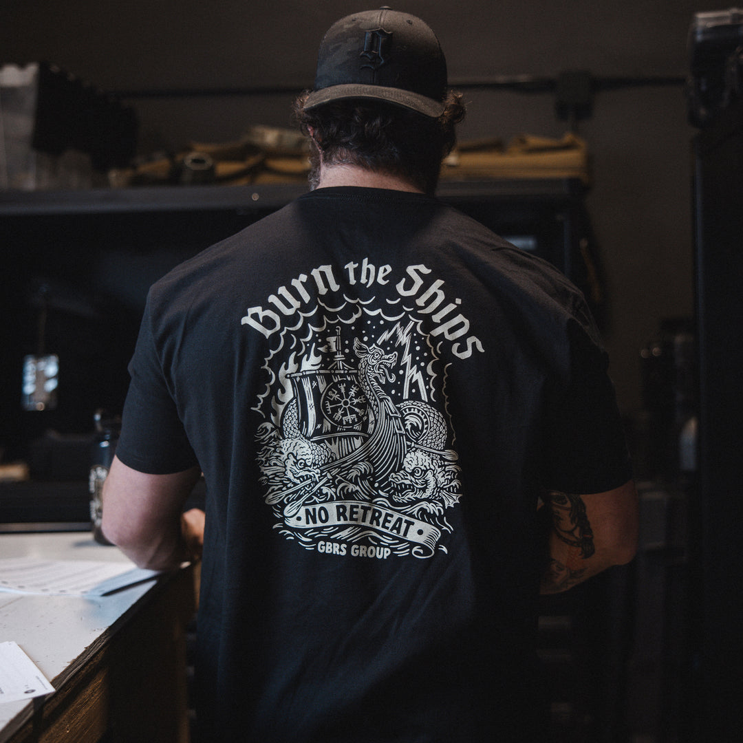 GBRS Group Kraken Short Sleeve Shirt lifestyle image showing back of Black shirt design