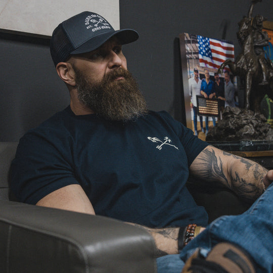 GBRS Group No Retreat Short Sleeve Shirt - lifestyle image showing front of shirt in Navy variant