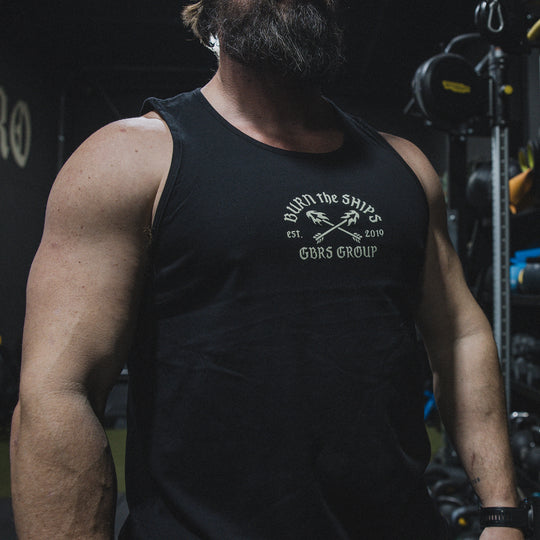 GBRS Group No Retreat Tank lifestyle image showing front of tank in a gym environment