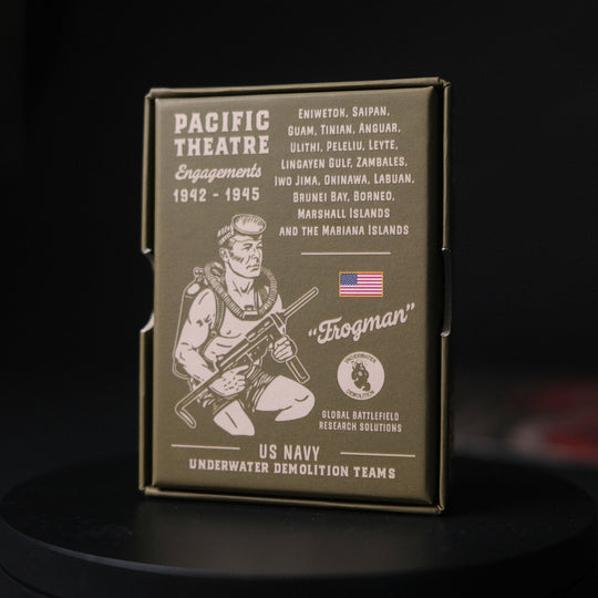 GBRS Group Patriotism Isn't Dead Playing Cards -54 Piece Playing Card Set With Custom Faces and Custom Backs. Retro patriotic designs representing U.S. Navy Underwater Demolition Teams, Iowa-Class Battleships and Storming Of The Beach.