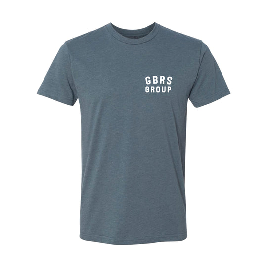 GBRS Group Patriotism Isn't Dead Short Sleeve Shirt  - Screen printed left chest GBRS Group stacked design - pictured in Indigo Blue on white background.