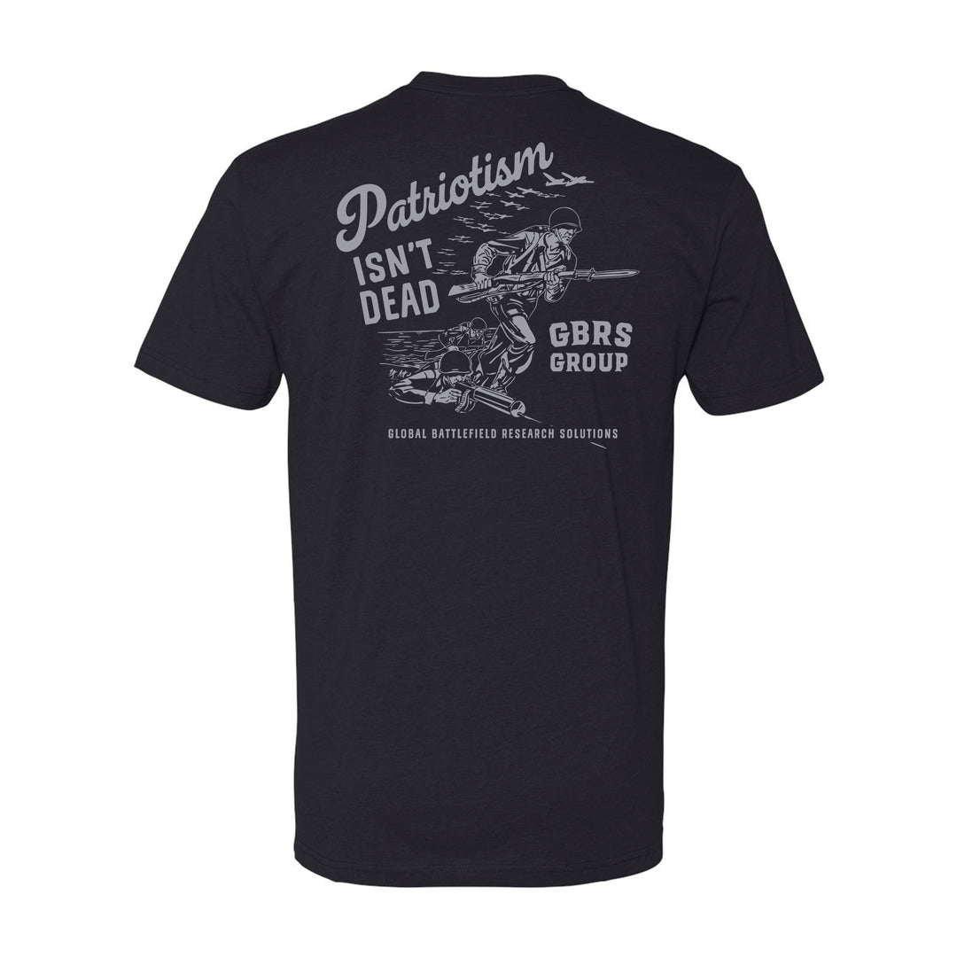 GBRS Group Storming The Beach Short Sleeve Shirt in Black with Grey full back print shown on white background.