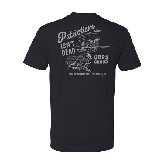 GBRS Group Storming The Beach Short Sleeve Shirt in Black with Grey full back print shown on white background.