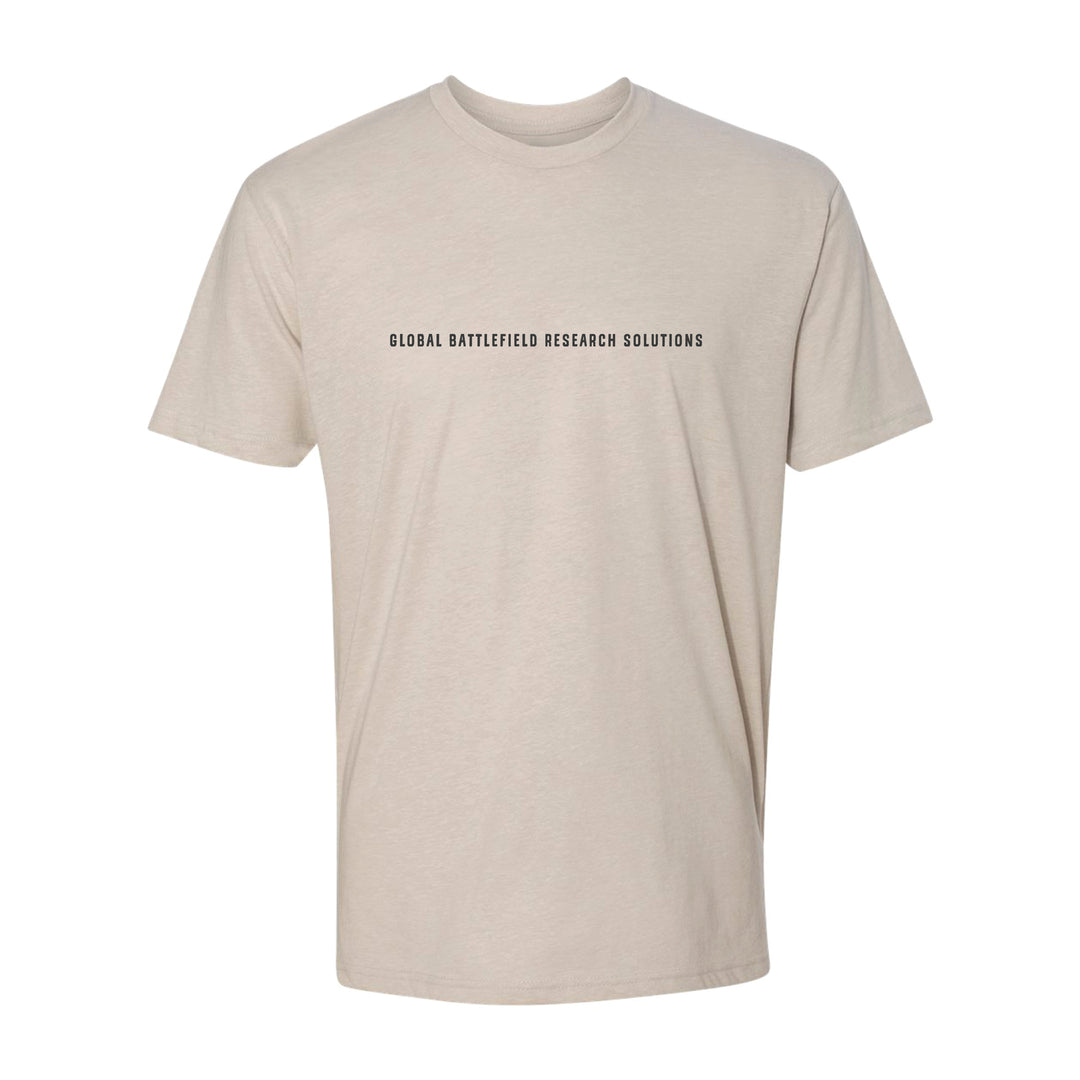 GBRS Group Storming The Beach Short Sleeve Shirt in tan with center chest print shown on white background.