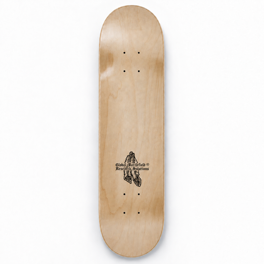 Top view of GBRS Group Terrible Nights Skateboard Deck on white background