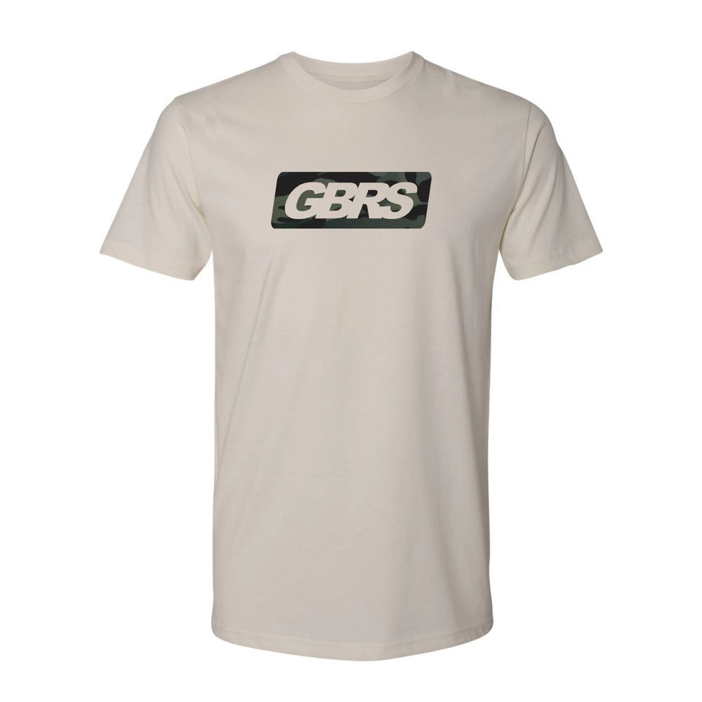 Front view of cream GBRS Group Infiltration Short Sleeve Shirt on white background
