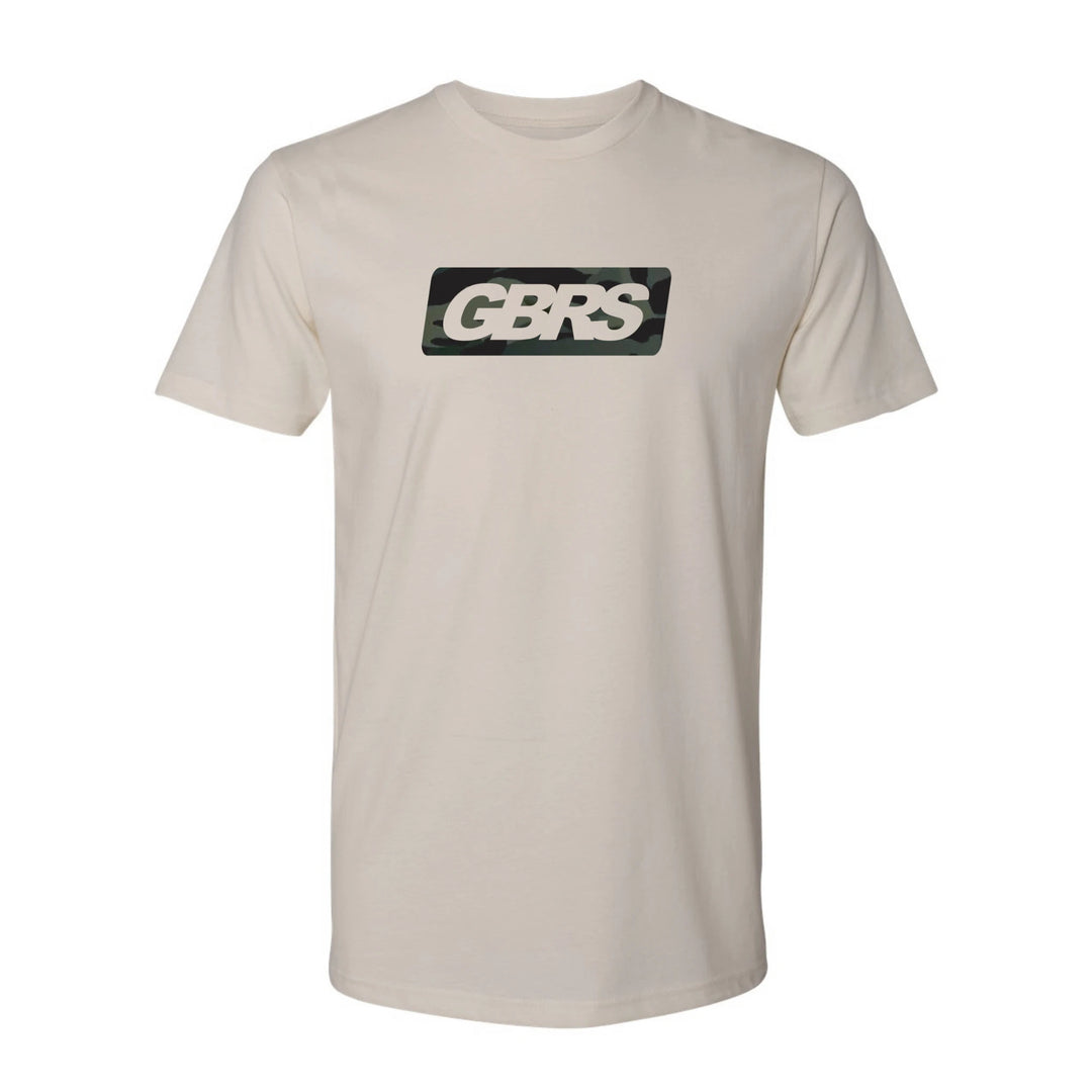 Front view of cream GBRS Group Infiltration Short Sleeve Shirt on white background