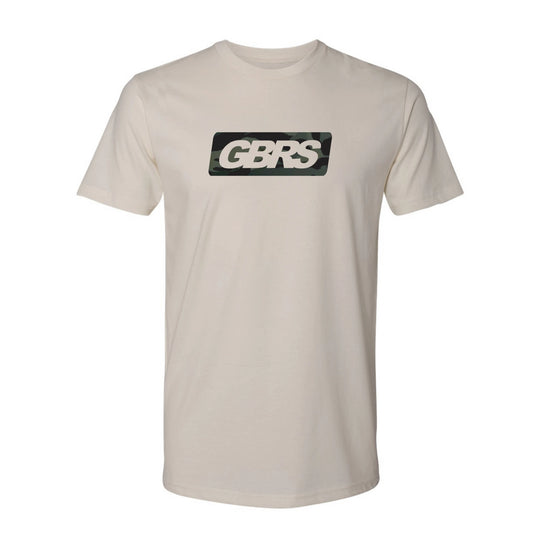 Front view of cream GBRS Group Infiltration Short Sleeve Shirt on white background