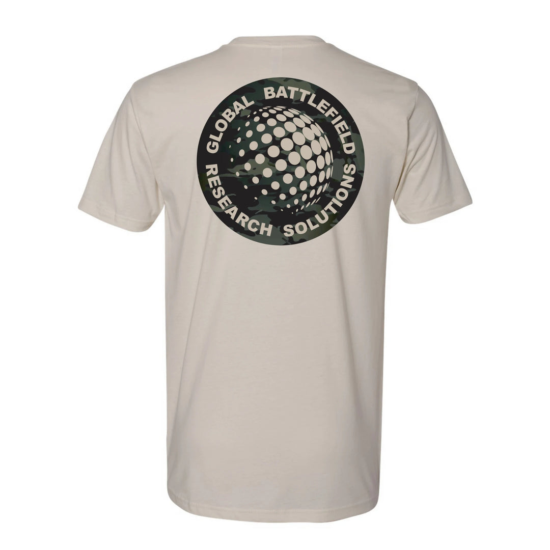 Back view of cream GBRS Group Infiltration Short Sleeve Shirt on white background